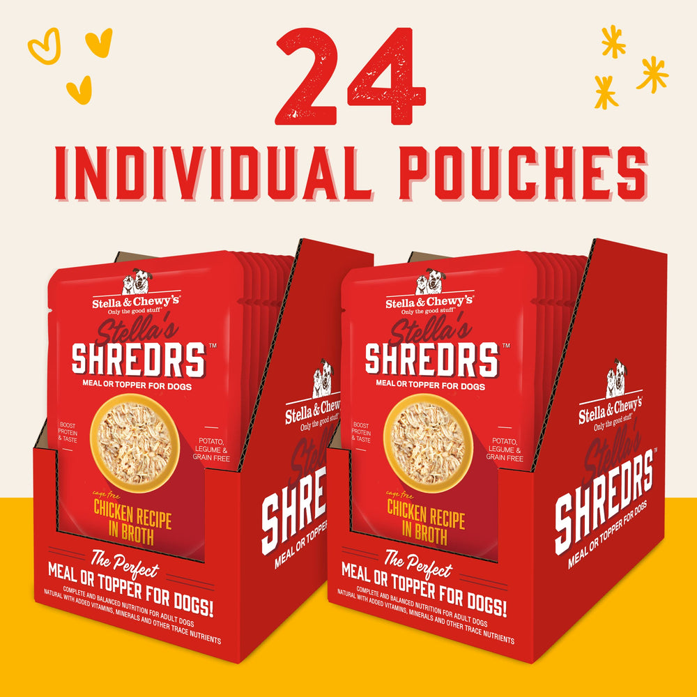 Stella & Chewy's pochette ouverte avec viande effilochée, attractivité gustative