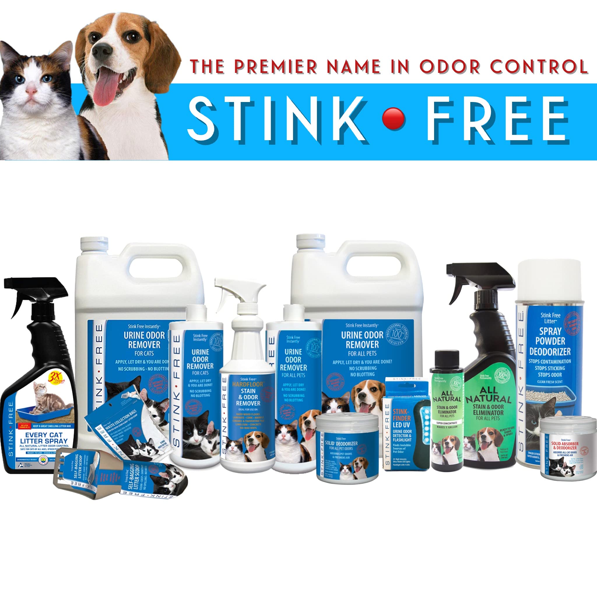 Stink Free comparaison d'échelle 946 ml montrant la taille pratique du flacon