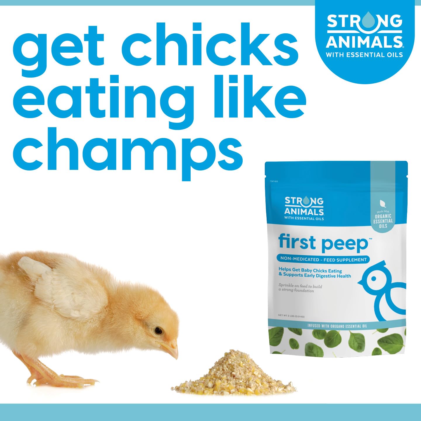 Comparaison échelle Strong Animals montrant poussins près de la mangeoire pour évaluer quantité