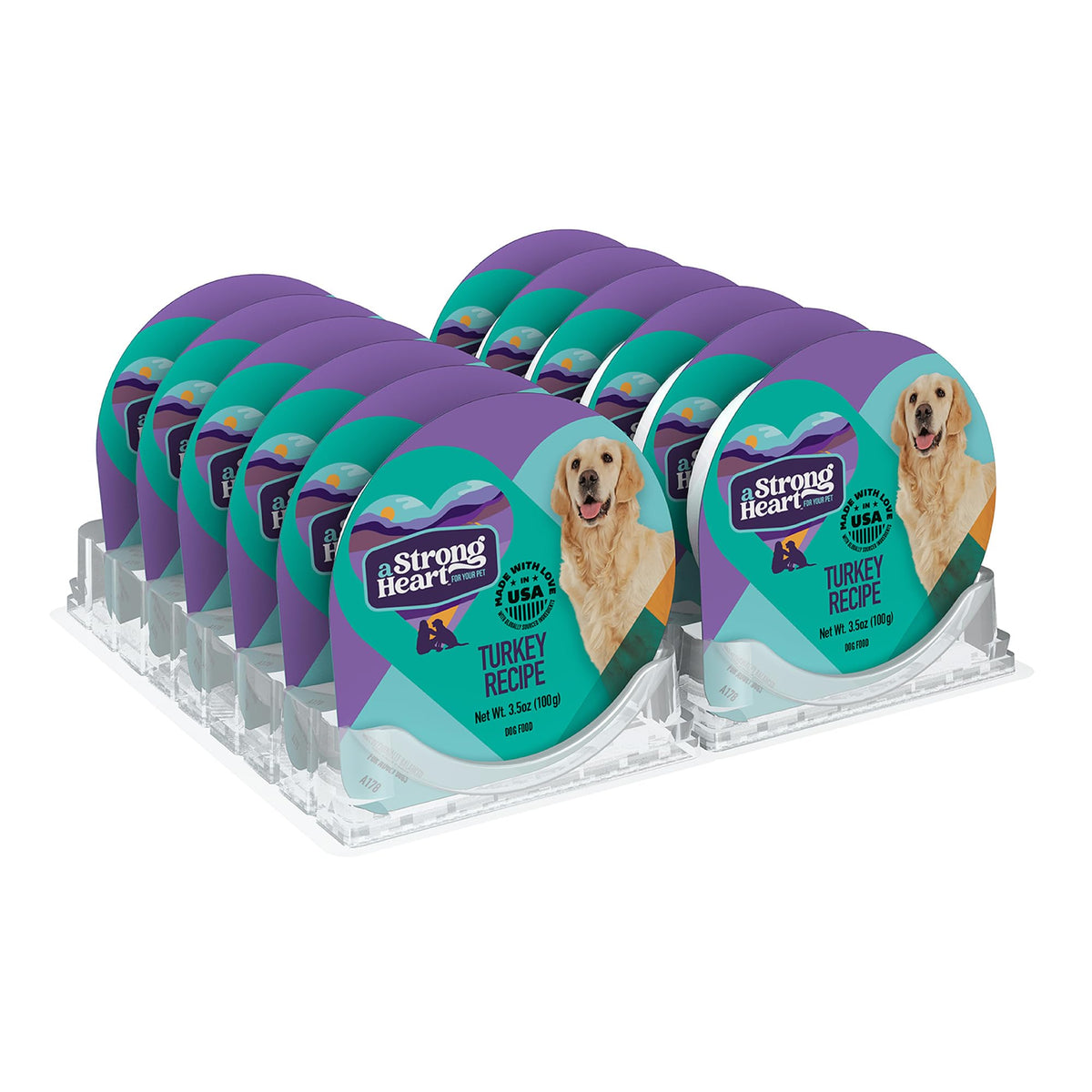 Strongheart pack de 12 cups dinde face montrant emballage pratique et attractif