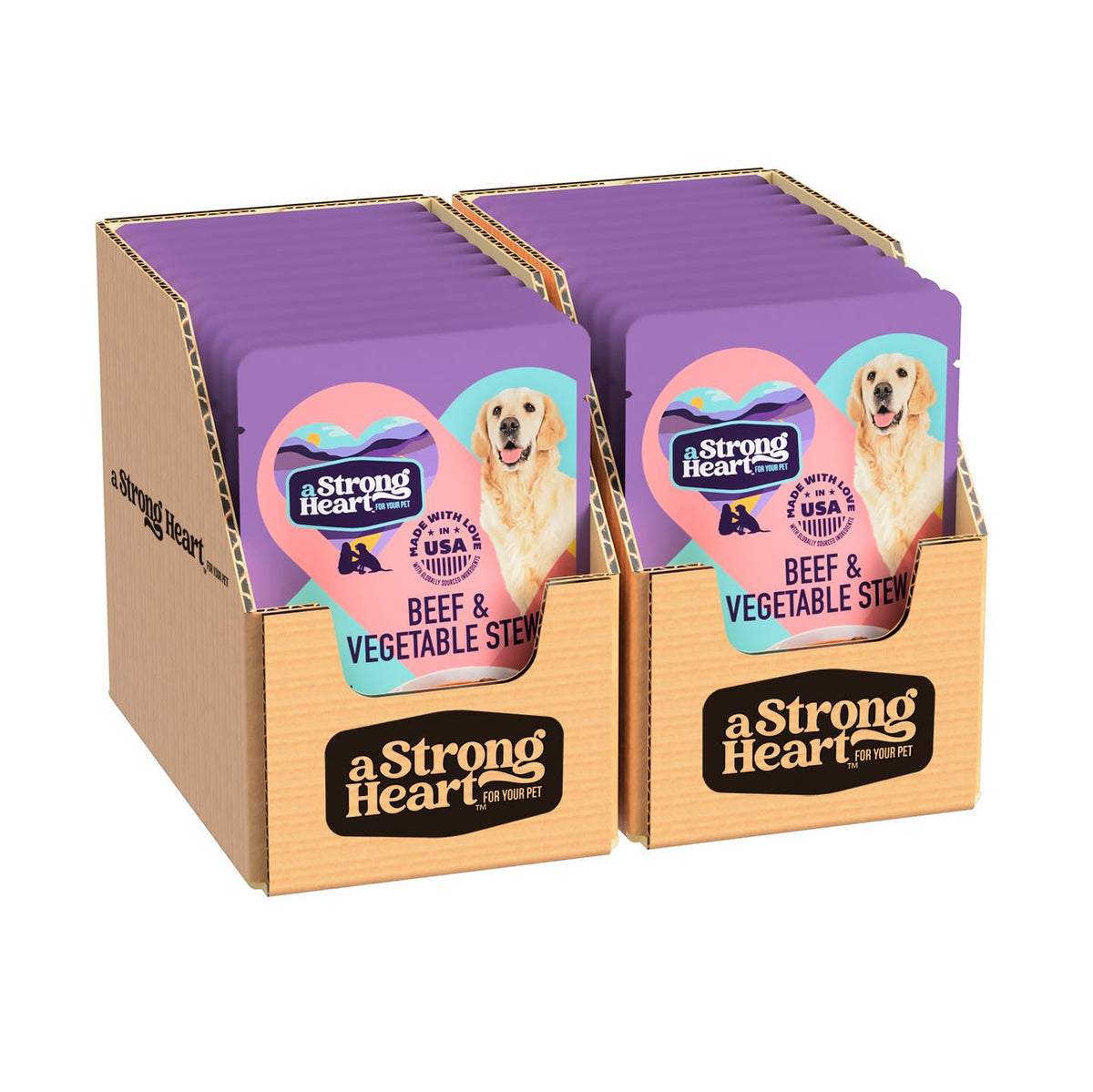Strongheart sachet face montrant emballage et praticité