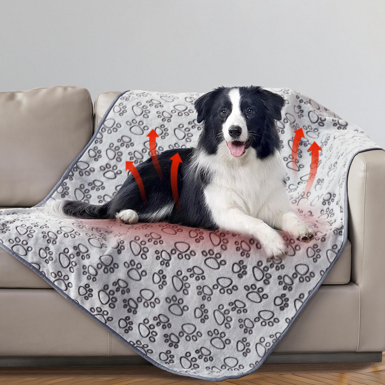 Stuffed couverture devant emballage montrant motif pattes et finition, protège mobilier