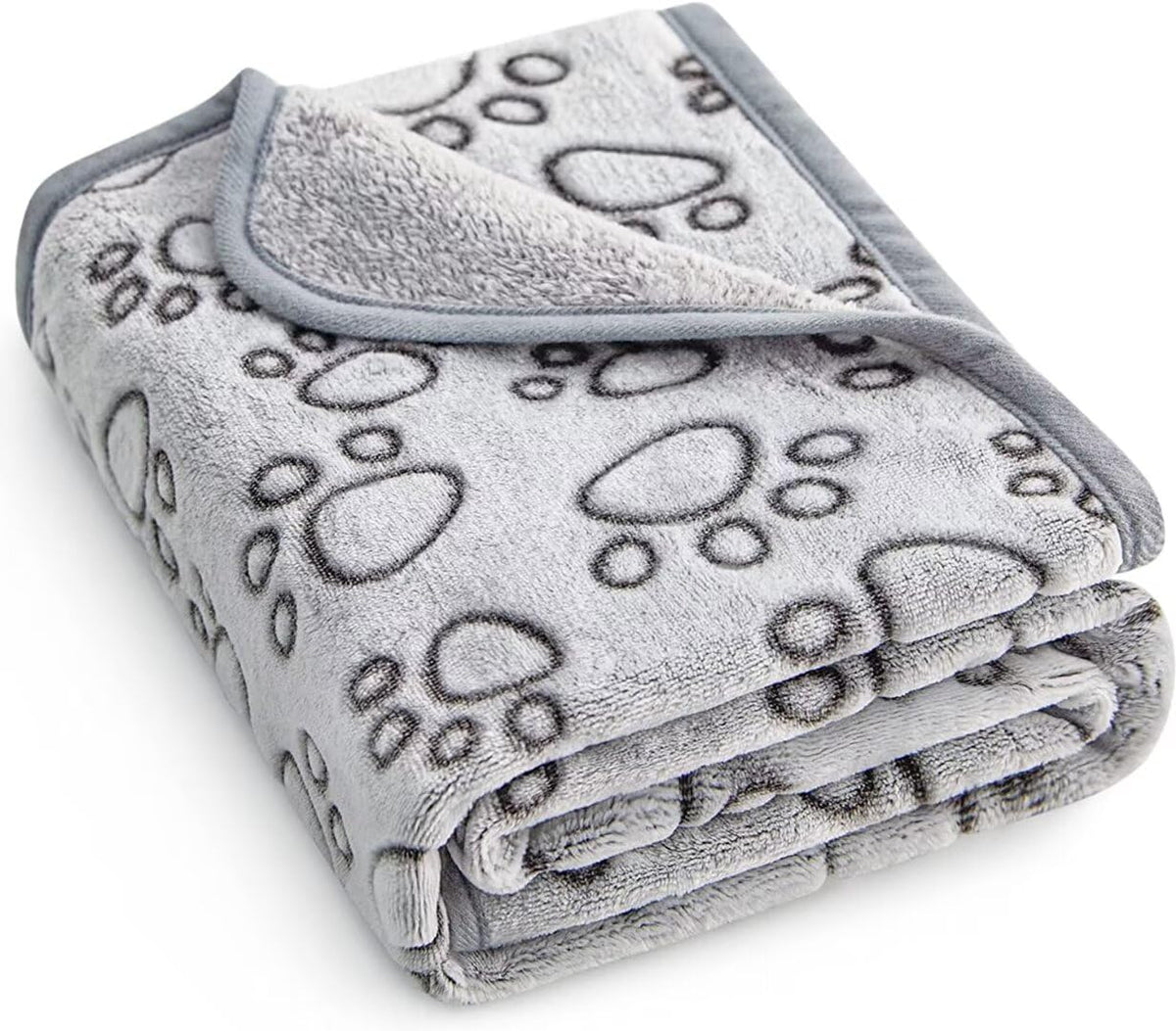 Stuffed couverture vue avant montrant motif pattes et face grise, protège meubles