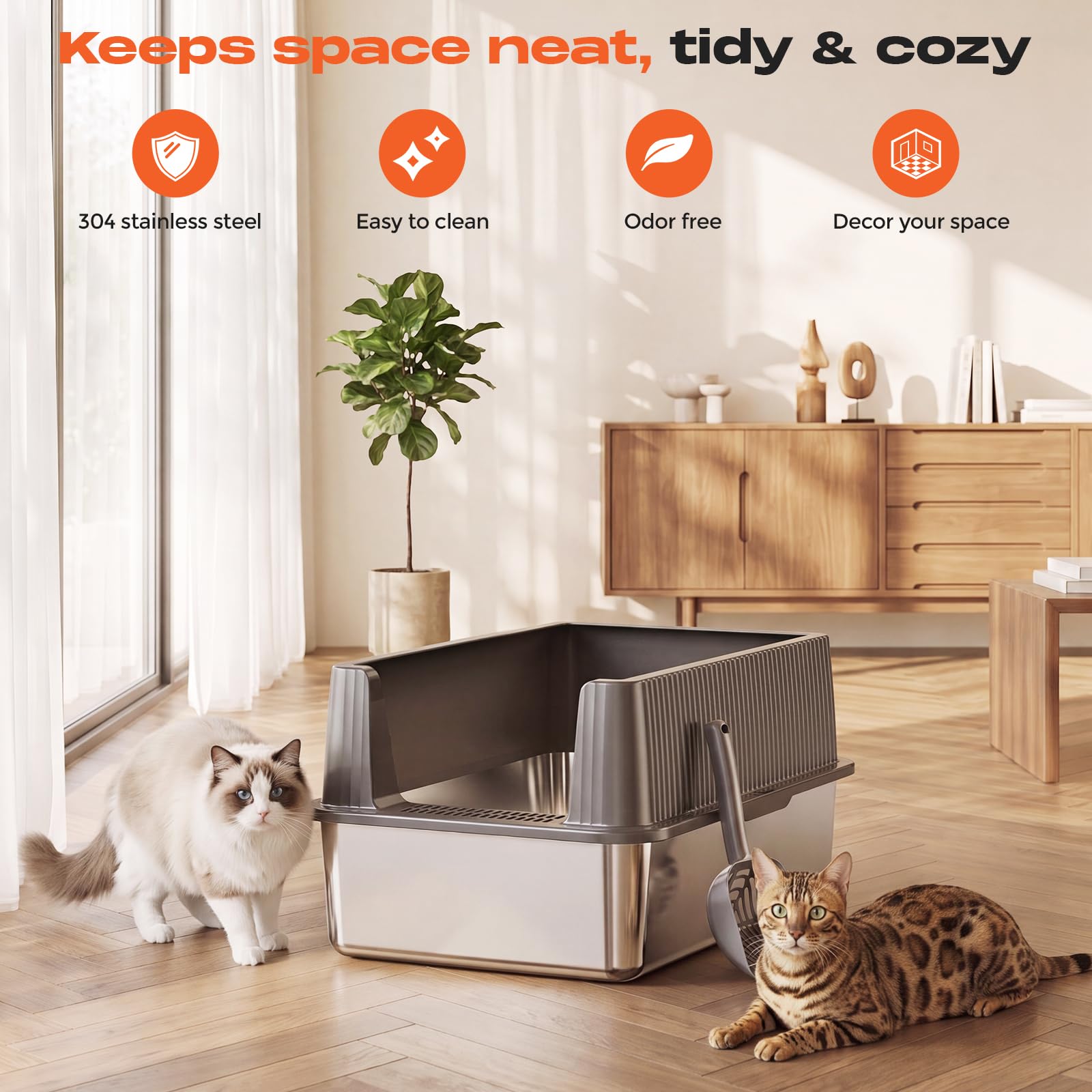 Suitfeel bac en situation dans salon moderne discret et propre pour maison multi-chats