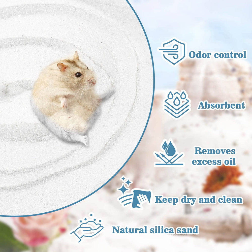 Sukh hamster se roulant dans le sable pour nettoyage naturel