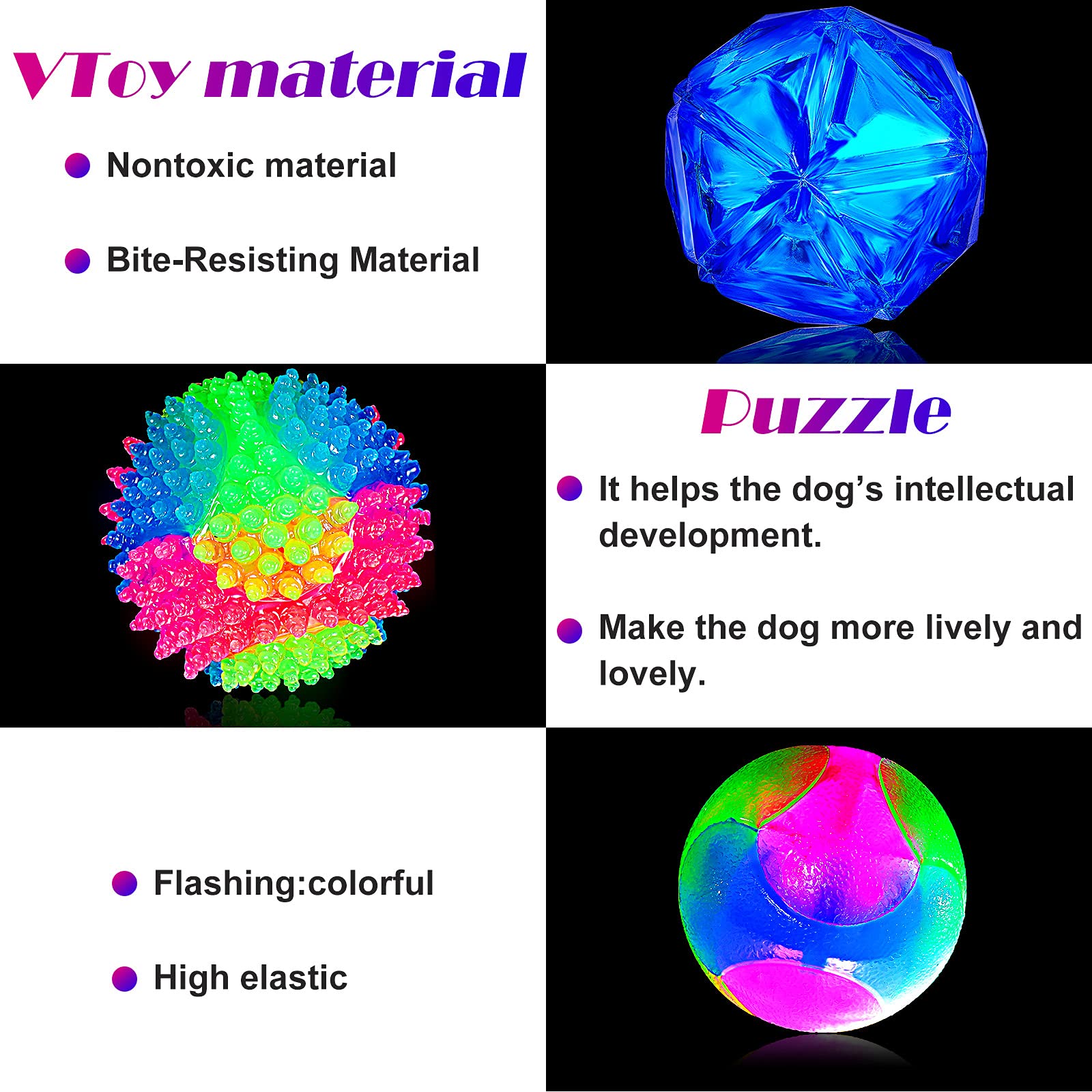 Ensemble Sumind balles lisse et colorée pour varier stimulation du chien