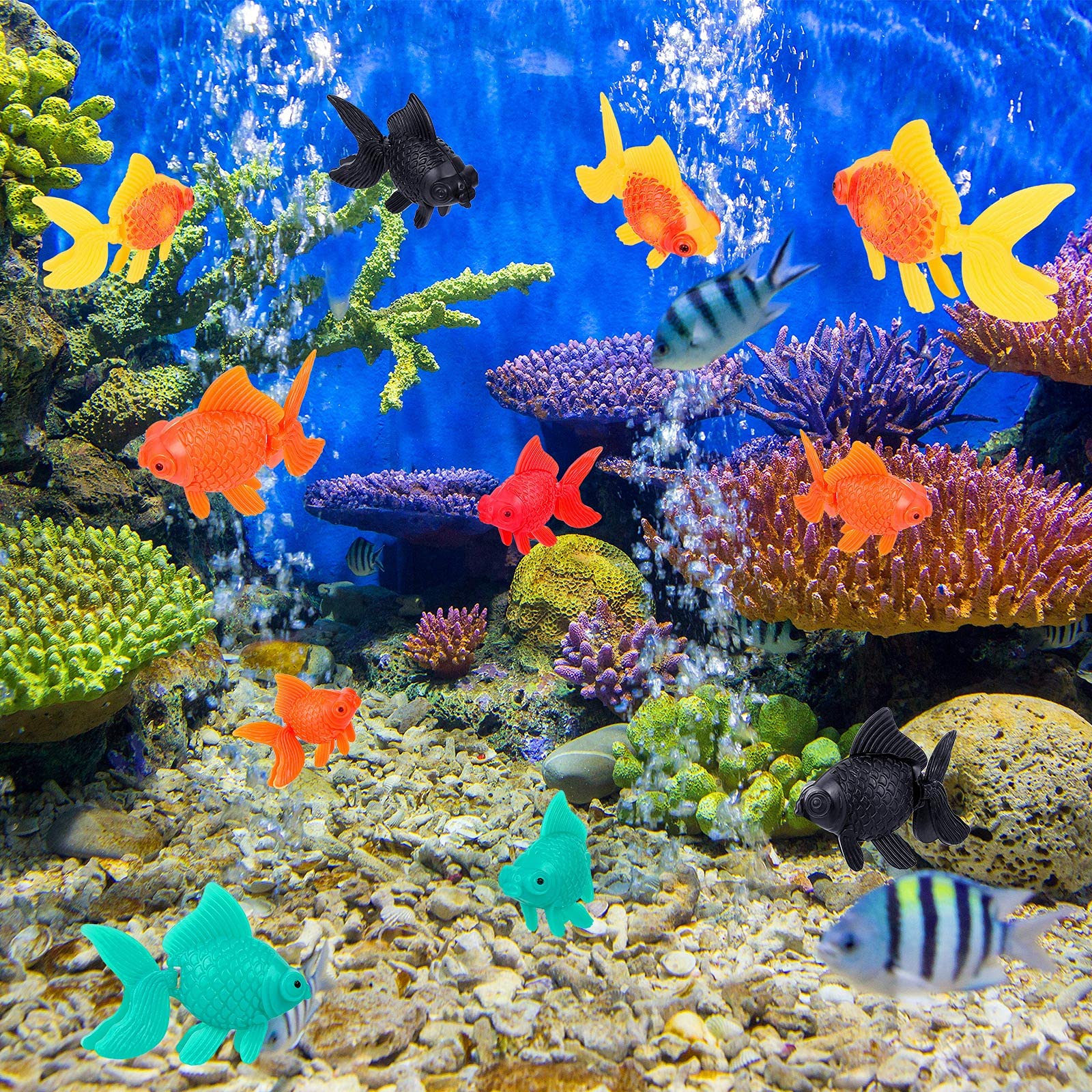 Poissons Sumind utilisés sur une table décorative, ajoute une ambiance aquatique