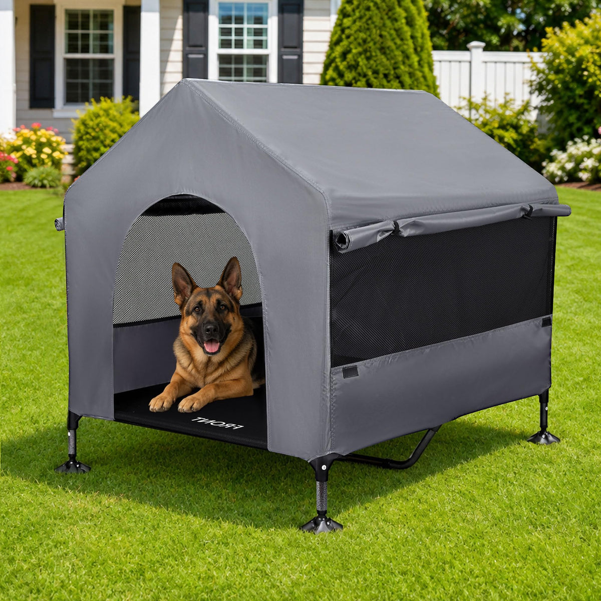 SUMMERTRAIL vue avant de la tente pour chien offrant protection et confort