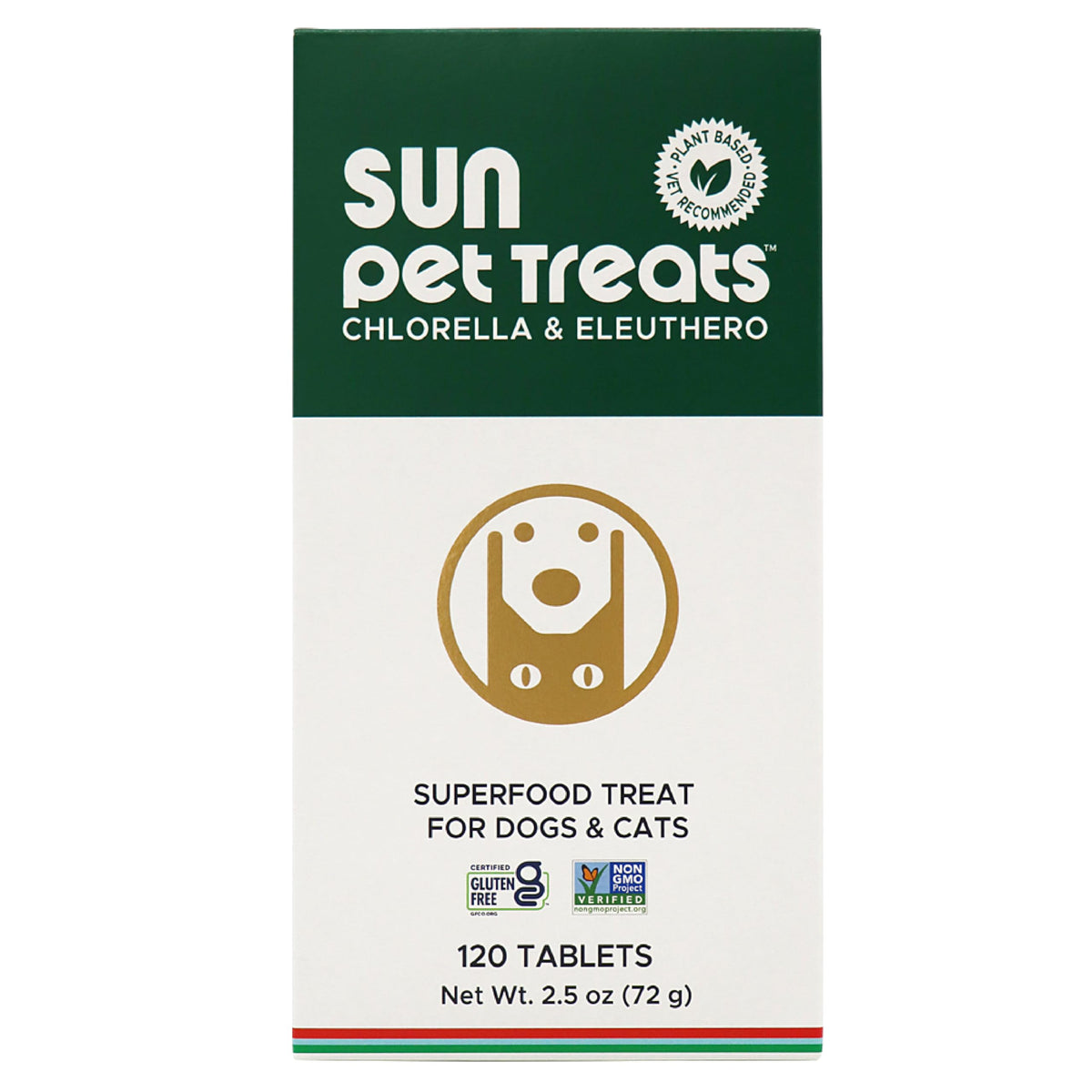 Sun Chlorella emballage avant montrant le produit et bénéfice naturel