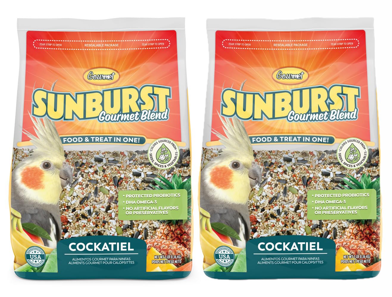 Sunburst emballage avant montrant étiquette claire et avantages naturels