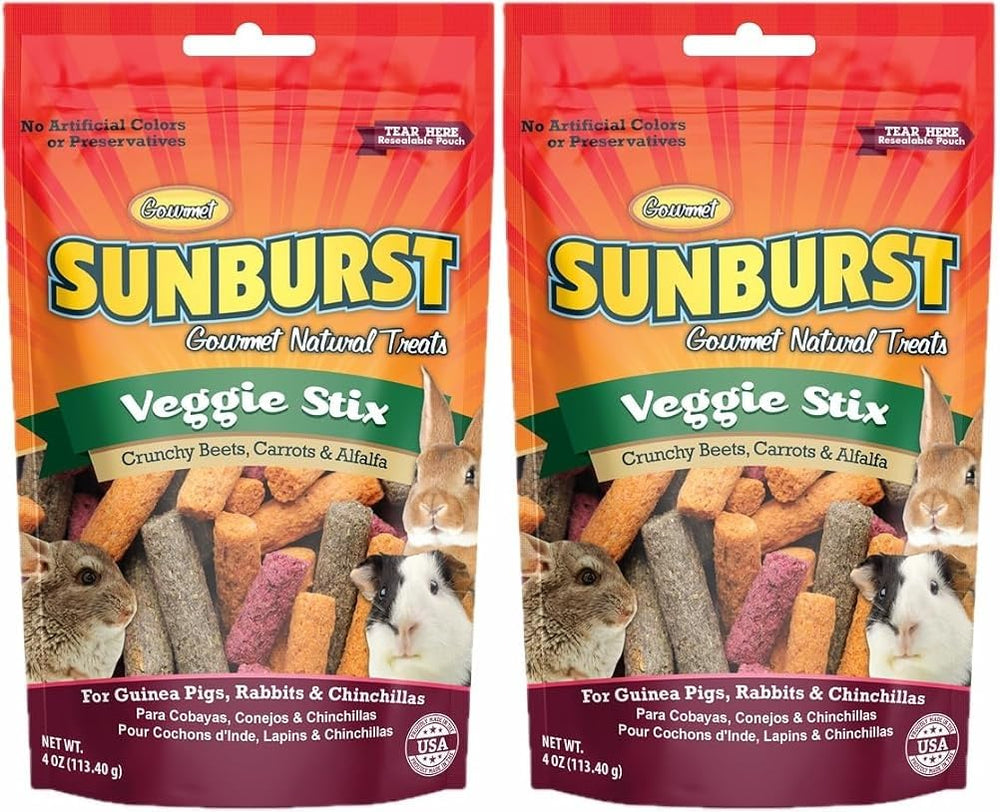 Sunburst Veggie Stix emballage avant montrant lot de 2 et information produit bénéfice appétence