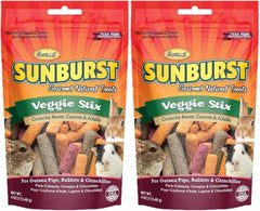 Sunburst Veggie Stix emballage avant montrant lot de 2 et information produit bénéfice appétence