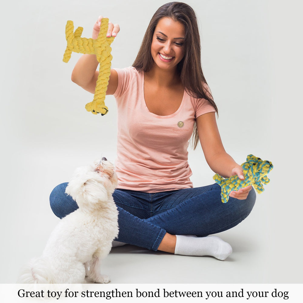 SunGrow jouet tenu par un chien illustrant prise facile et amusement