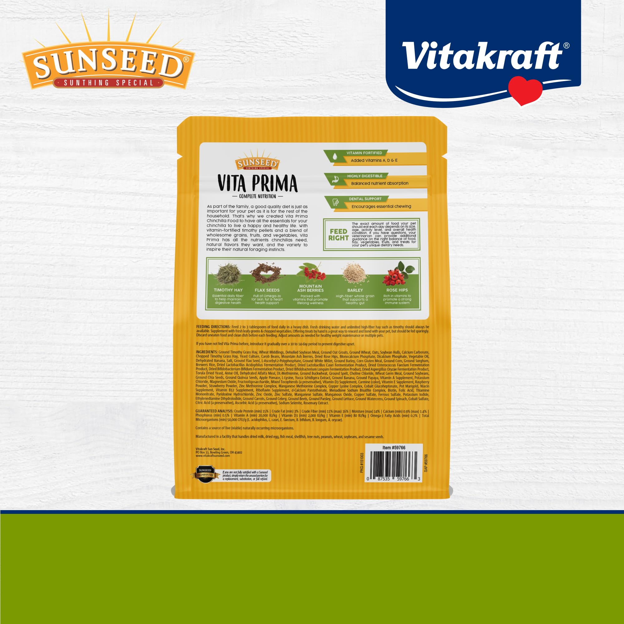 Sunseed chinchilla mange mélange encourageant comportement naturel