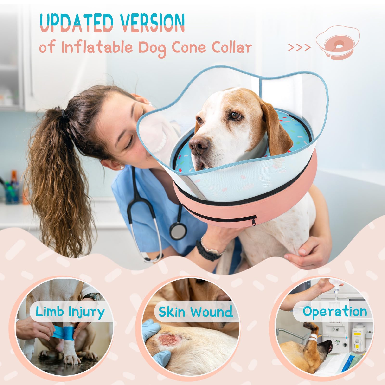 Supet collier donut vue de profil avec écran détachable protégeant la zone opérée