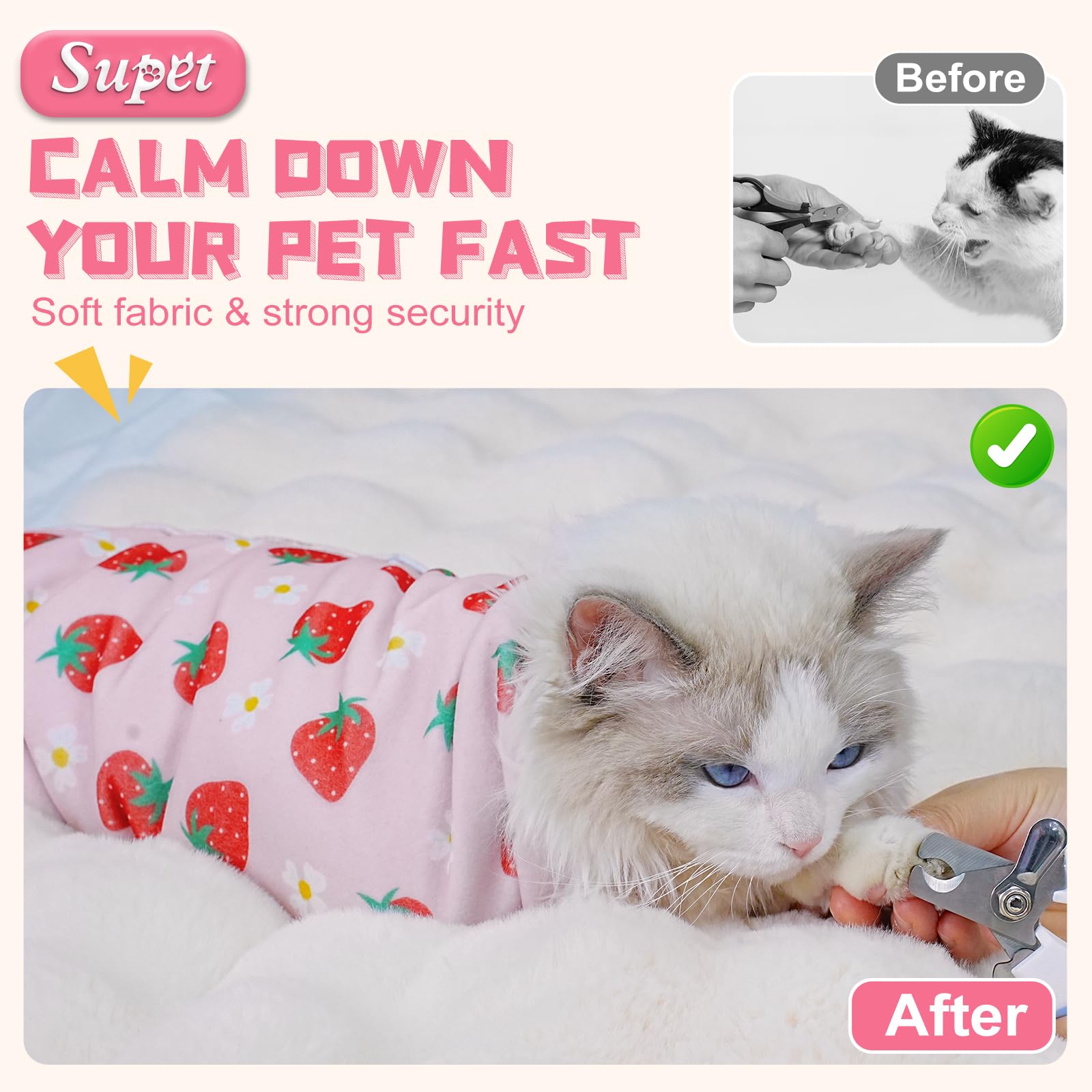Supet : enveloppe montrée à côté d'un chat pour visualiser la taille