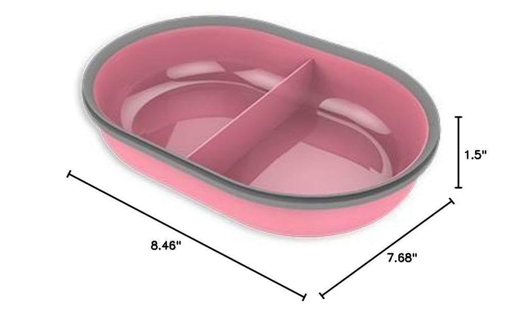 SureFeed Split Bowl Pink en usage dans un feeder pour repas organisés