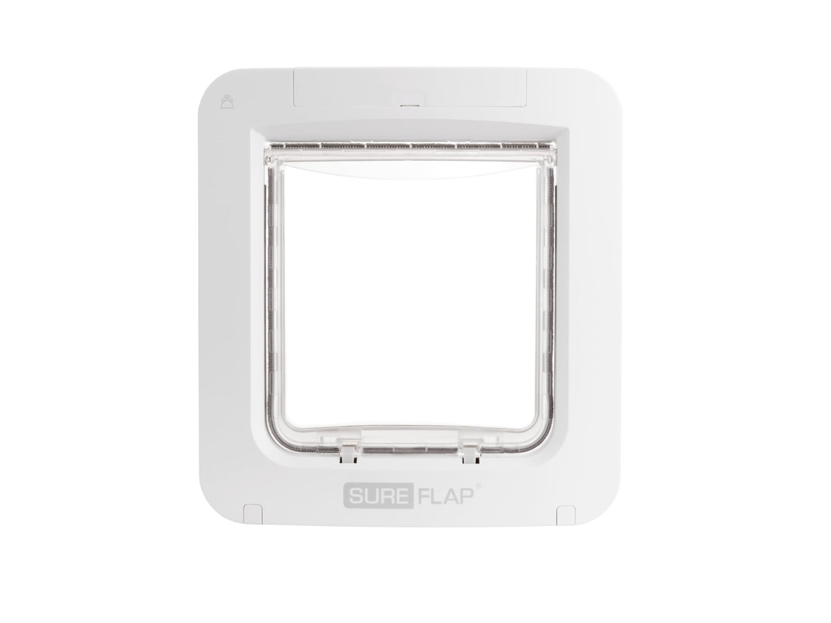 SureFlap portillon face avant montrant la lecture de puce et sécurité d'accès
