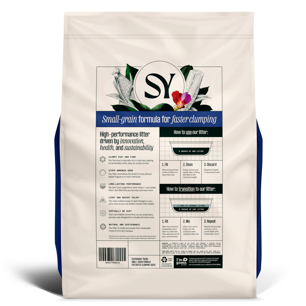 Gros plan de la granulométrie small-grain Sustainably Yours illustrant agglomération rapide