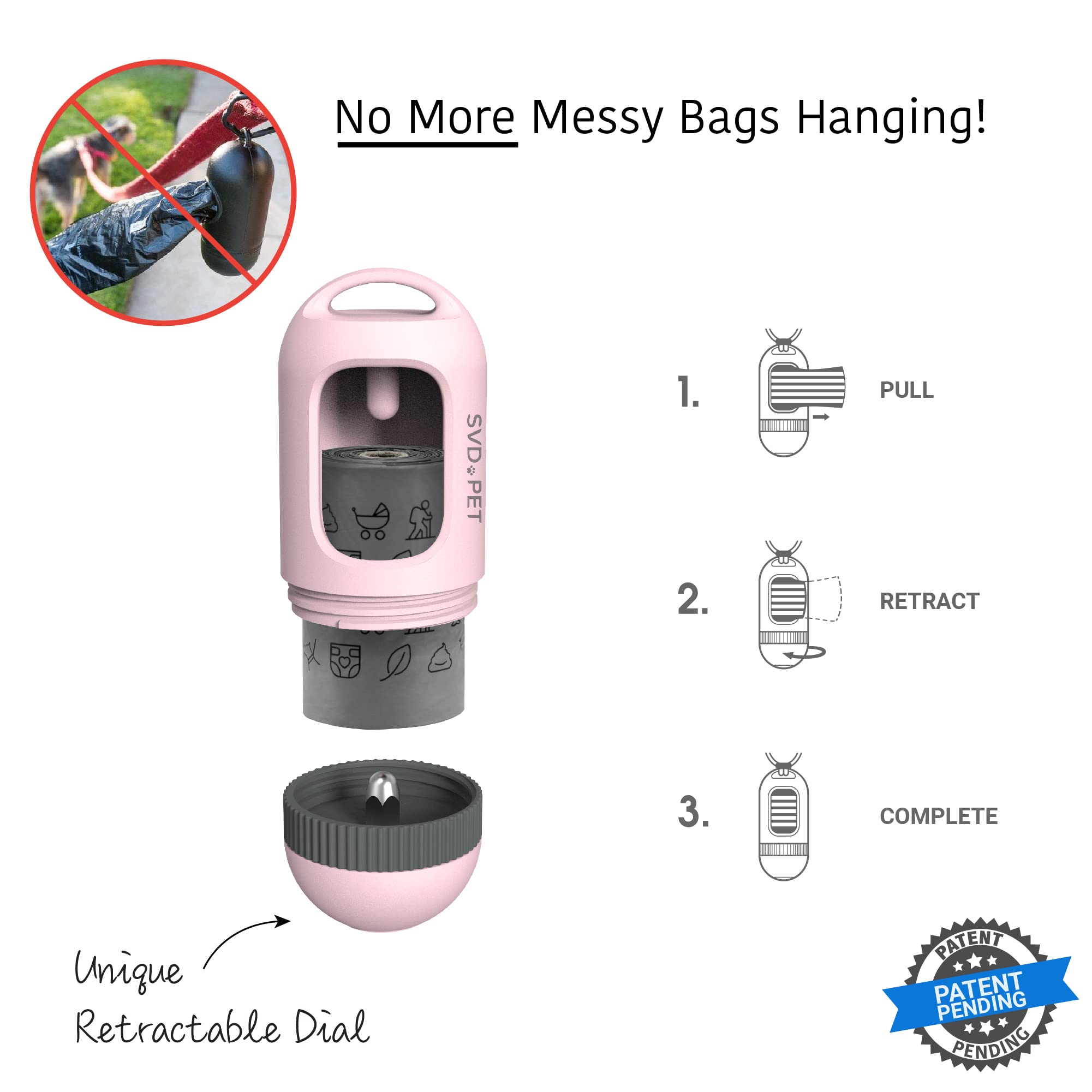 SVD.PET ouverture large montrant l'extraction facile d'un sac