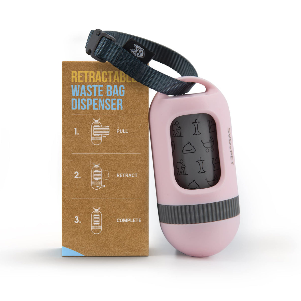 SVD.PET distributeur Primrose Pink vue avant, compact et pratique