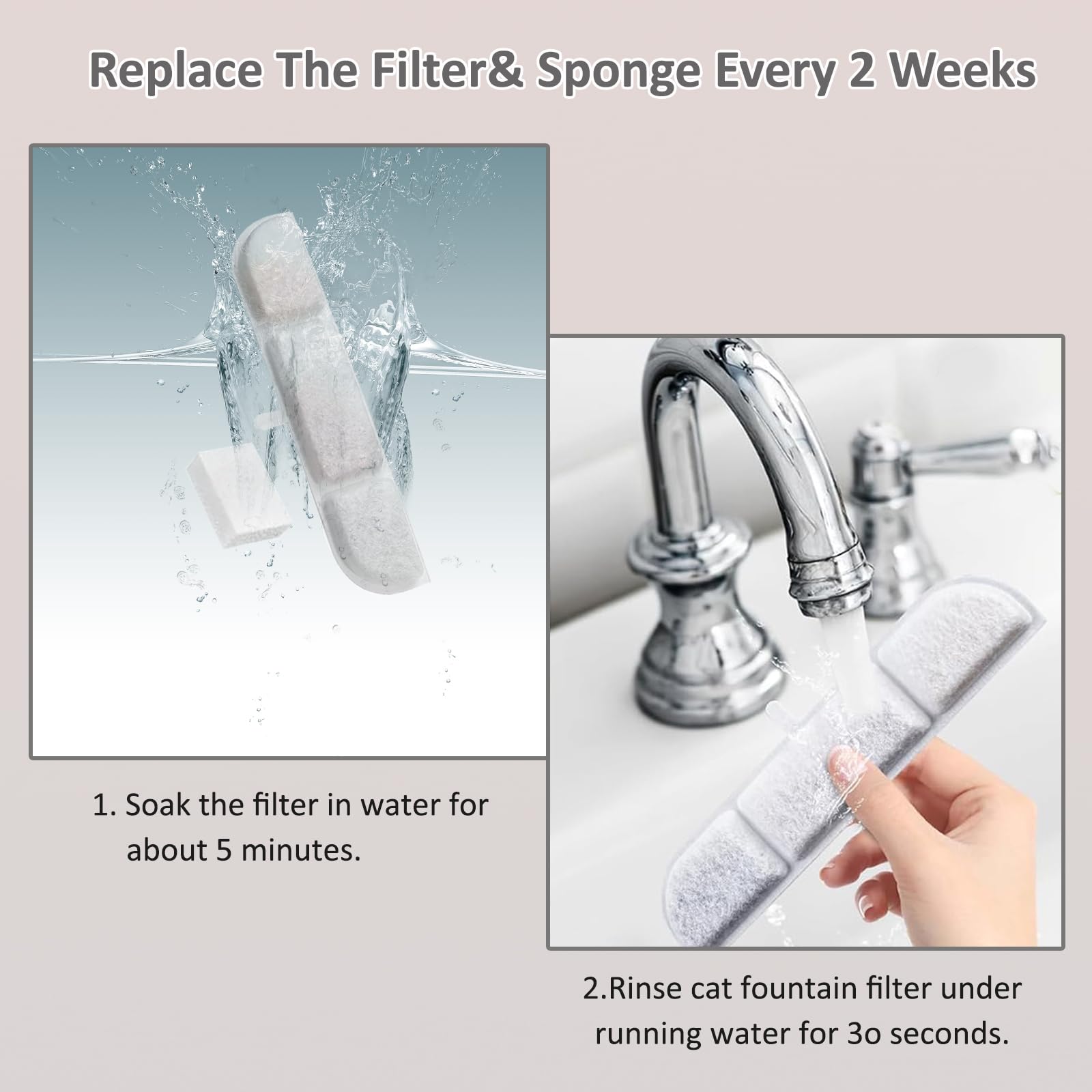 Svrinlio filtre inséré dans fontaine Downy Paws montrant installation simple