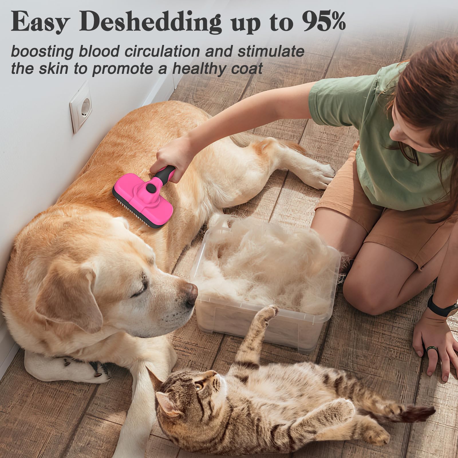 Swihauk brosse utilisée sur un chien à poil long réduisant les nœuds visibles
