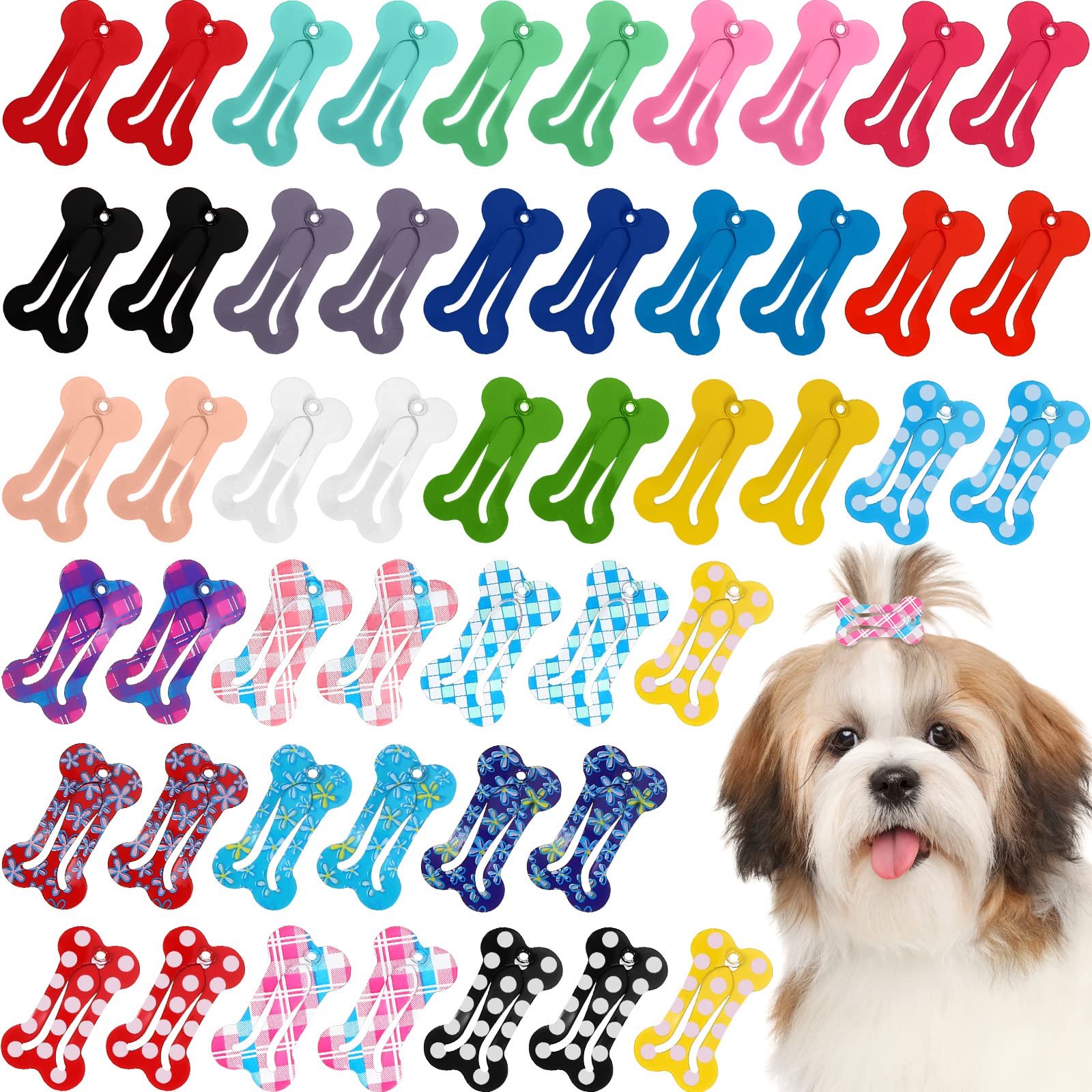 Syhood face de l'emballage montrant 50 barrettes colorées pour toilettage