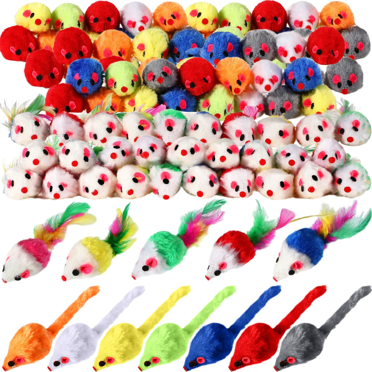 Syhood boîte de 120 souris en peluche, plusieurs couleurs, ideal pour collection