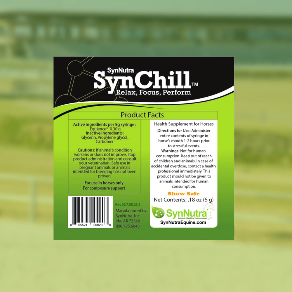 SynNutra Equine SynChill application orale au cheval pour calmer avant transport