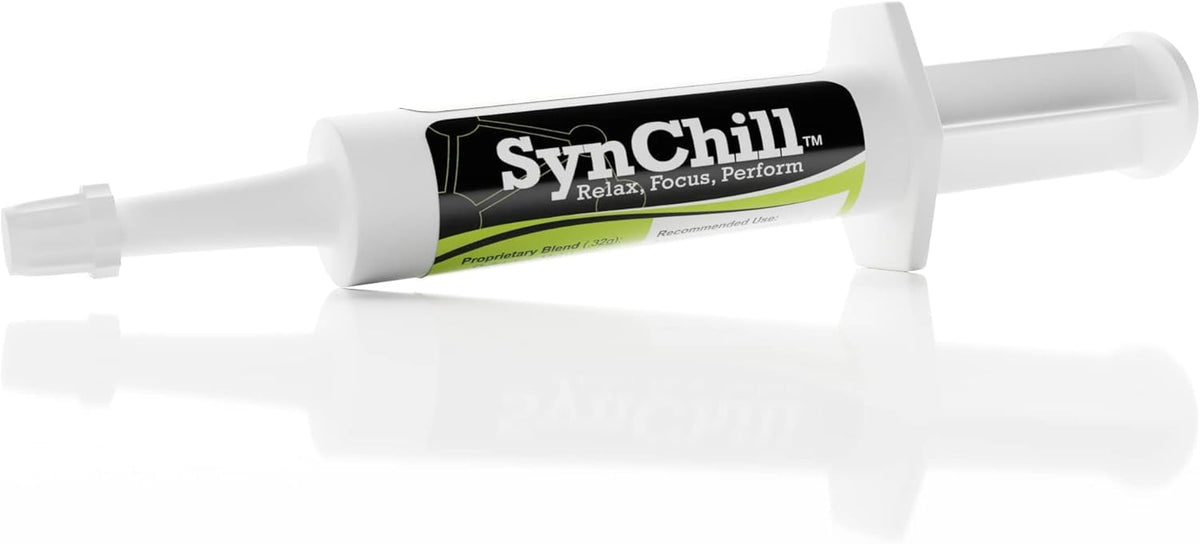 SynNutra Equine SynChill emballage avant montrant produit et bénéfice conformité