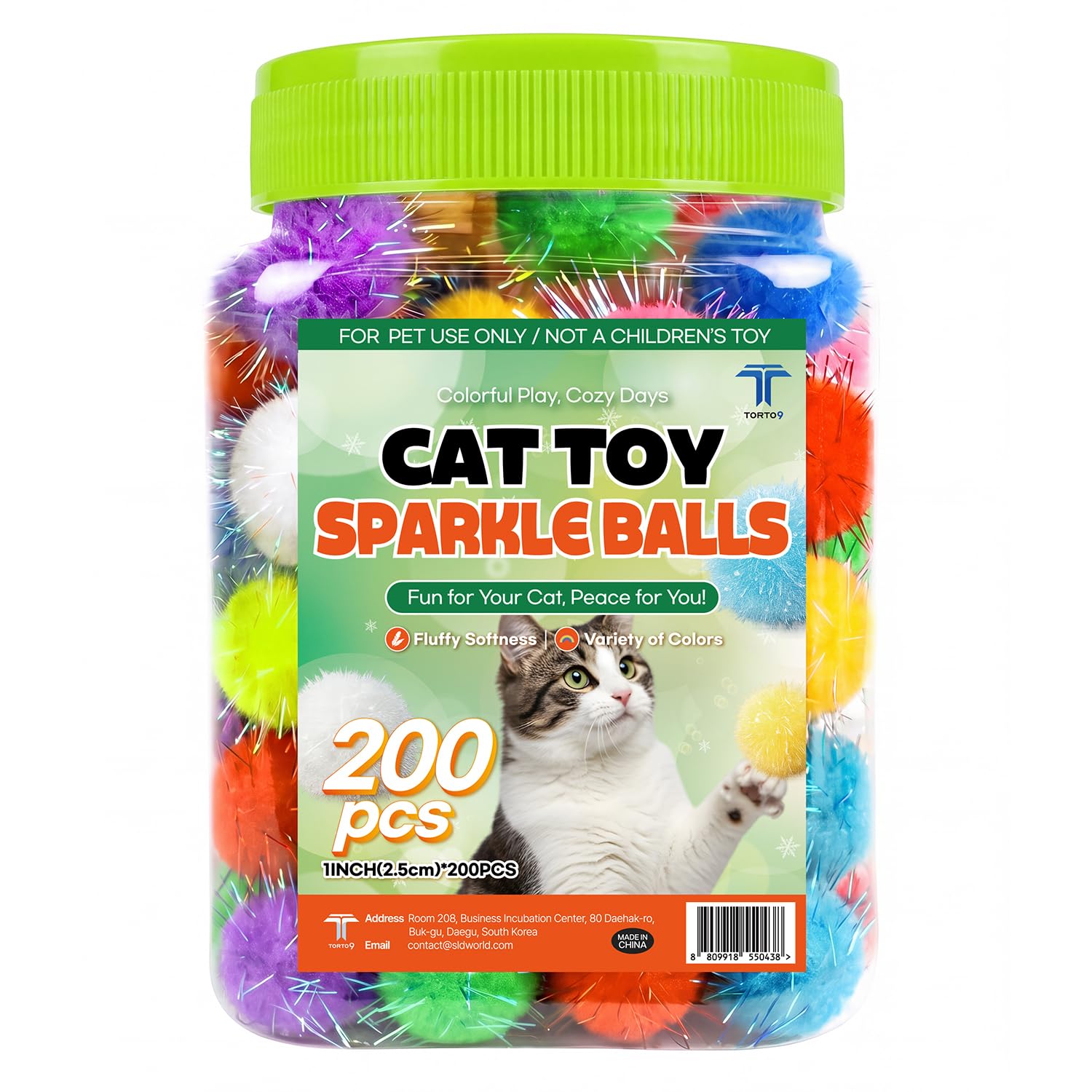 T TORTO9 bocal rempli de pompons colorés pour rangement pratique