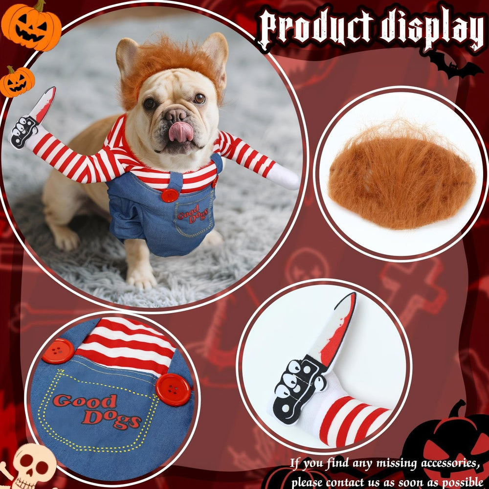 T2Y chien portant le costume Chucky pour photos amusantes sécurisées