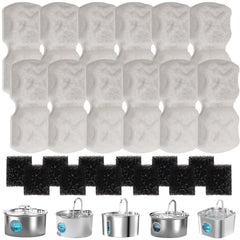 TAIIYAA emballage frontal montrant 24 filtres et mousses pour fontaine, gain de confort