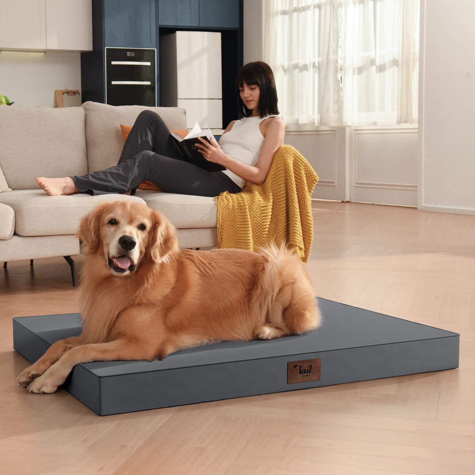 Tail Stories coussin installé dans une caisse pour sécurité accrue