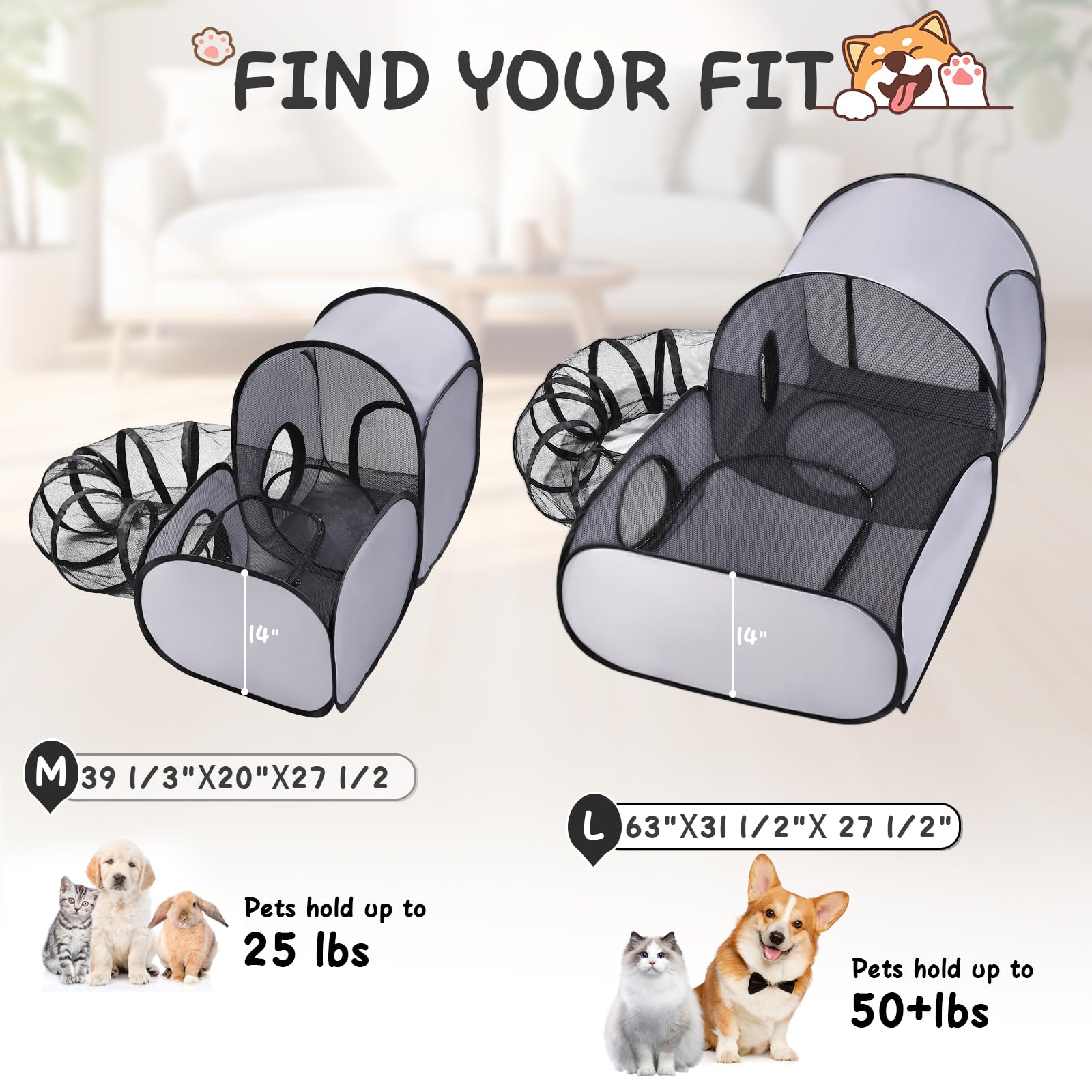 TailTastic chat profitant de la tente en extérieur, protection contre le soleil