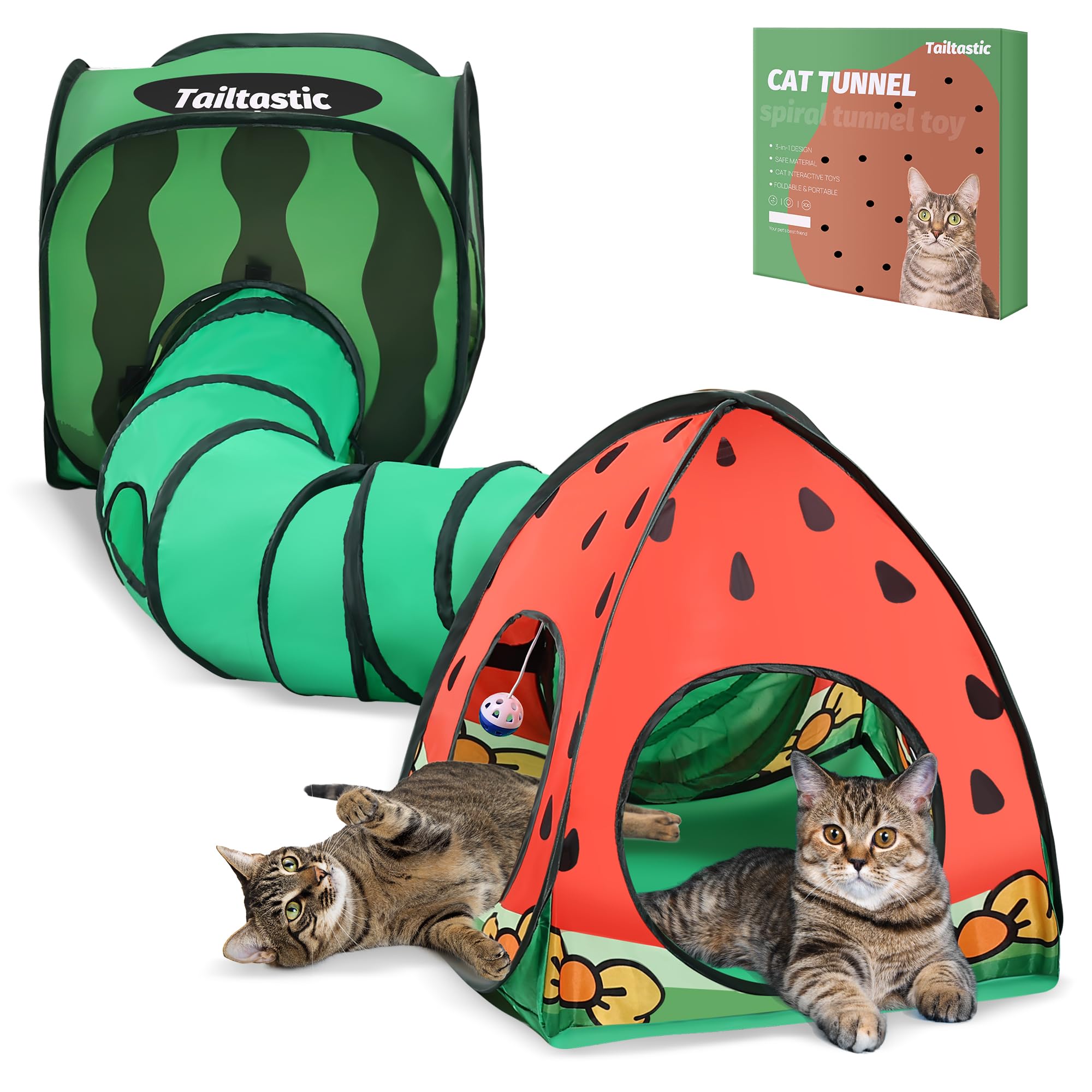 TailTastic tunnel pastèque face avant montrant motif et forme ludique