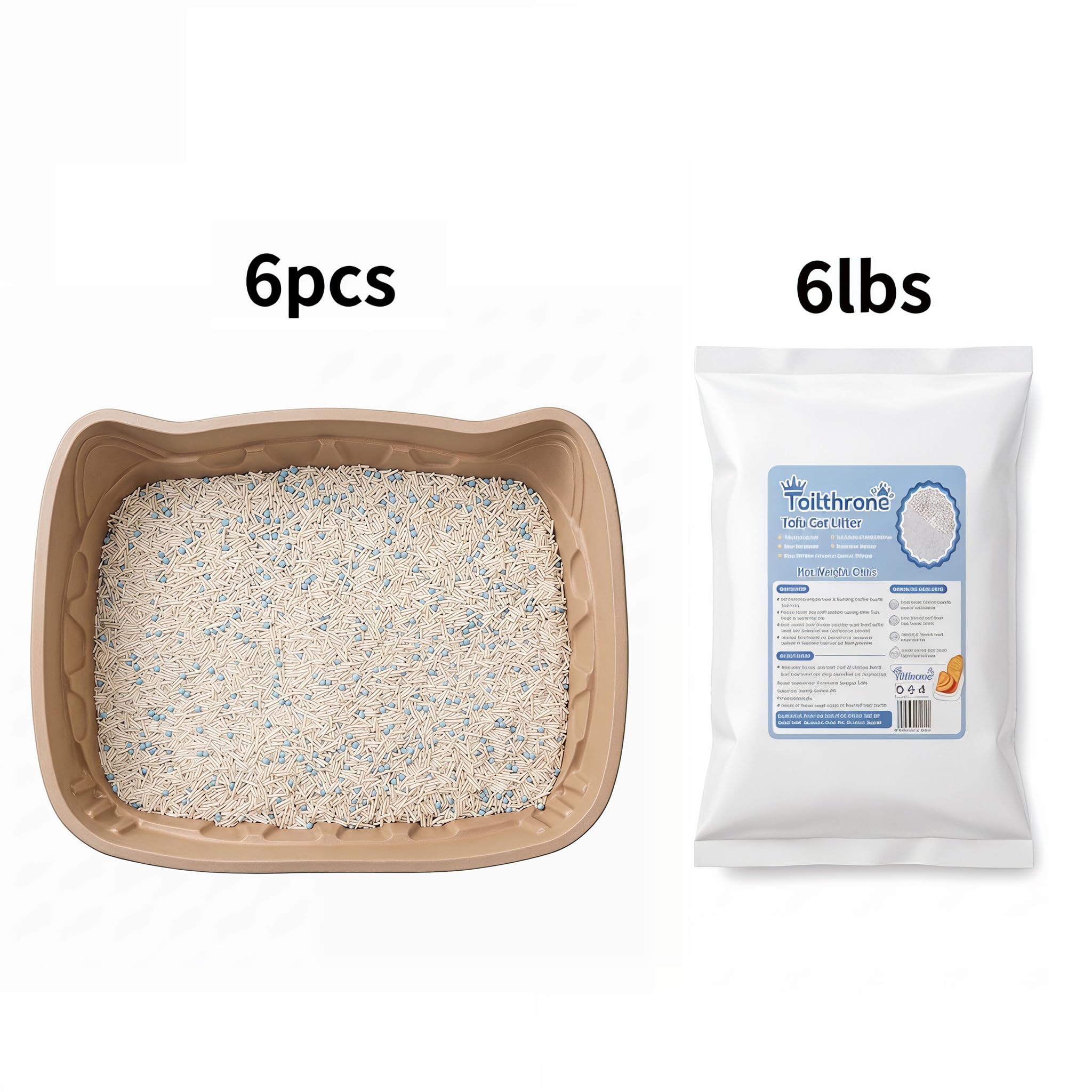TailThrone litière tofu en gros plan, faible poussière et absorption