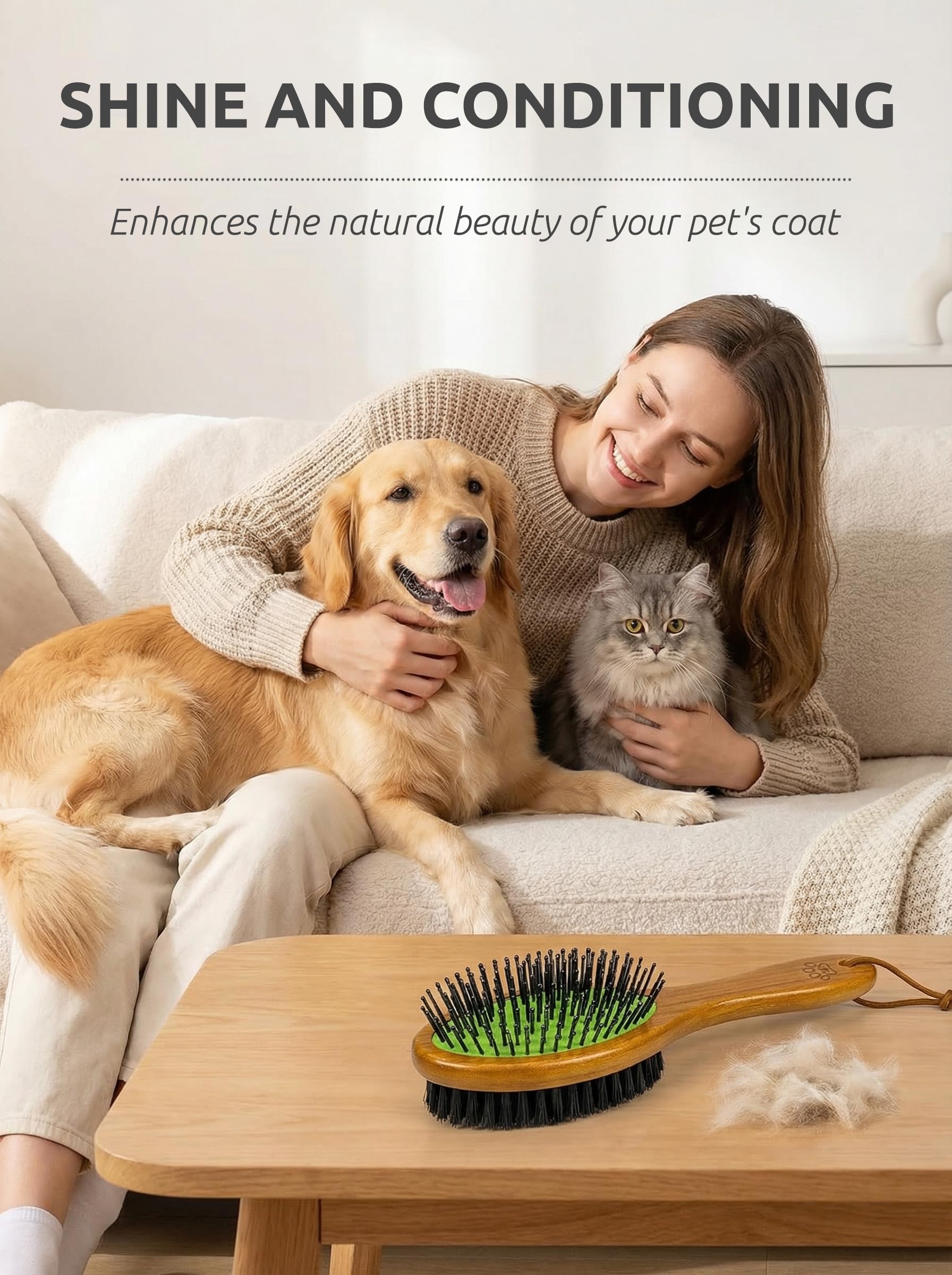 TAKAVU brosse utilisée sur chien pour réduire perte de poils à la maison