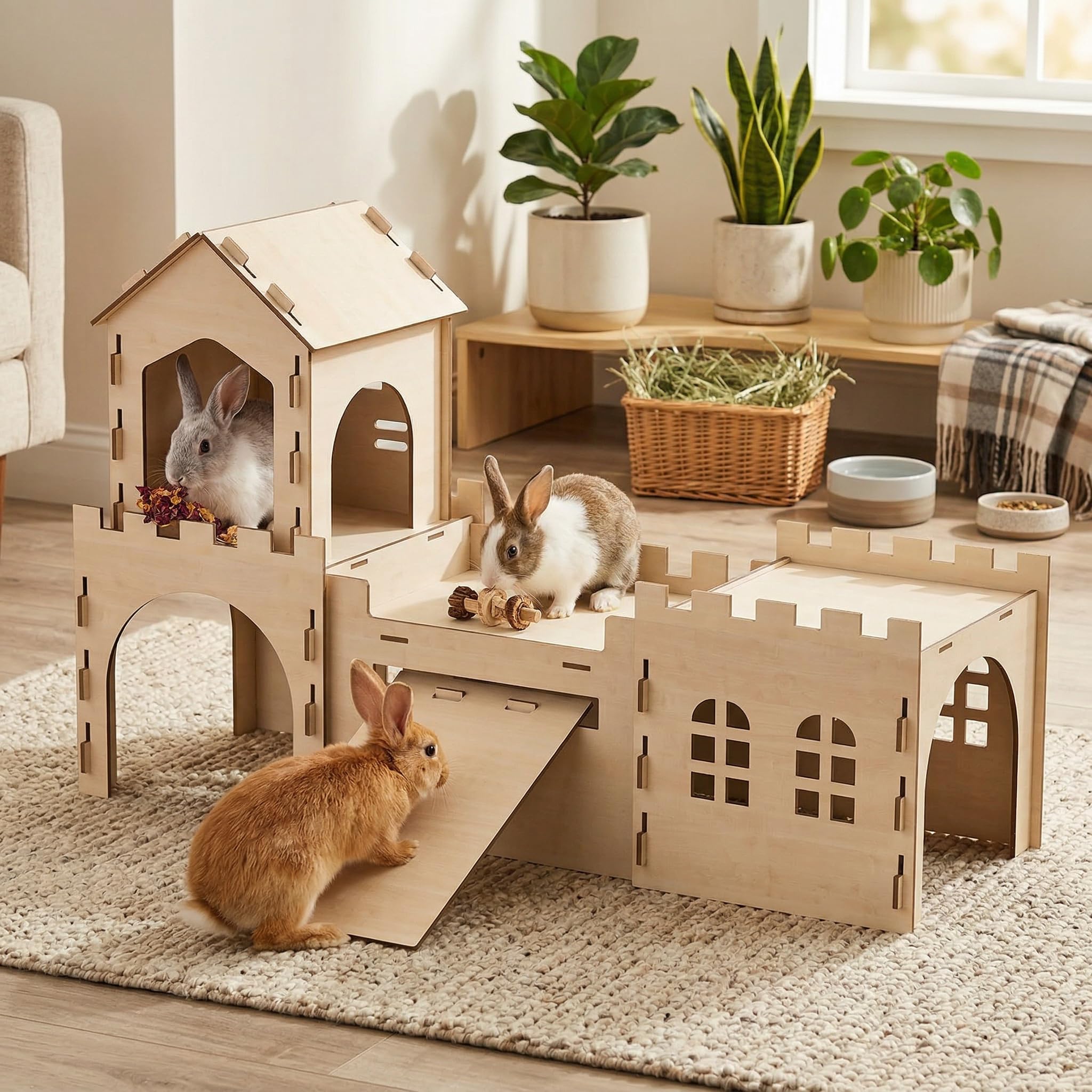 TankMatDecor comparaison d’échelle montrant espace pour lapins et cochons d’Inde