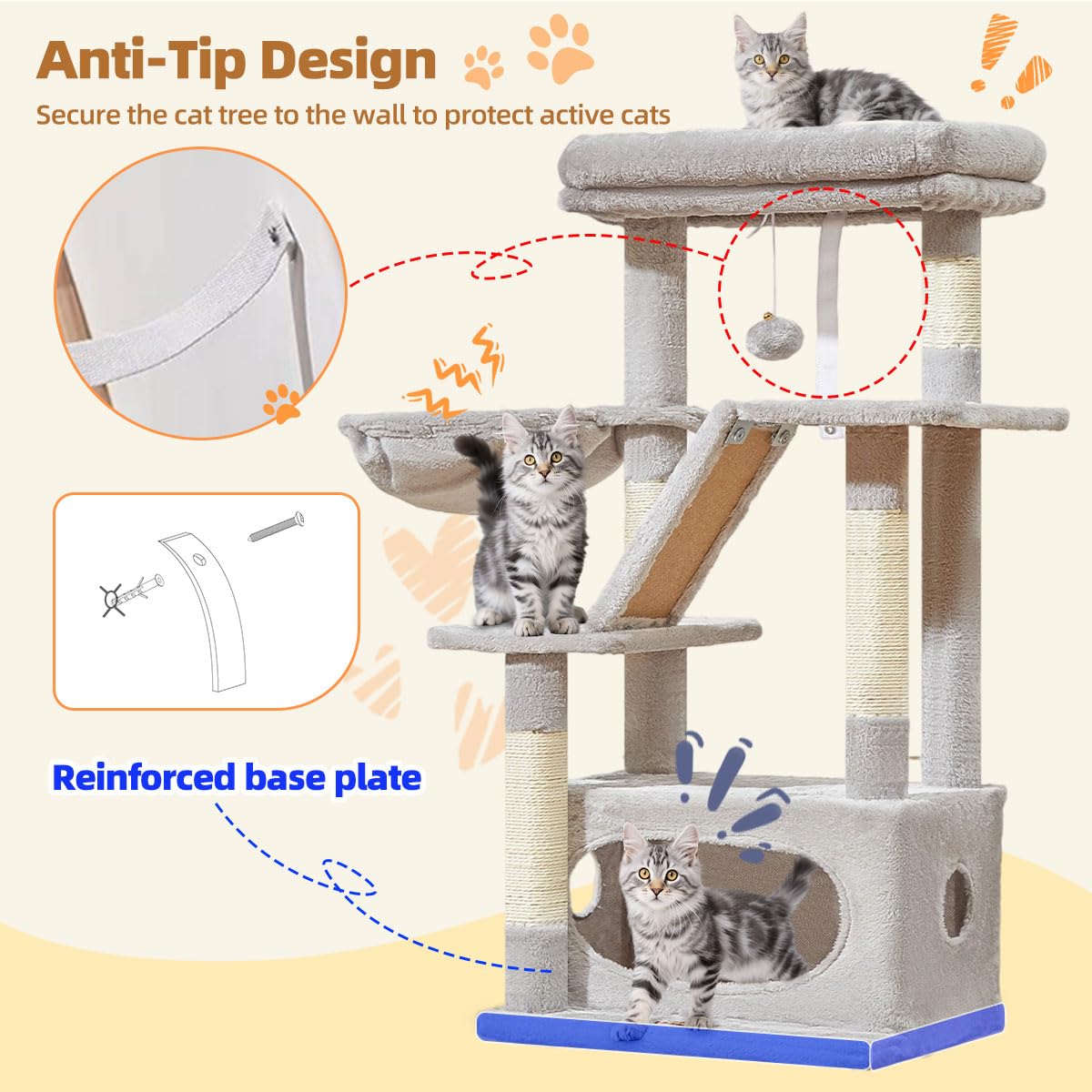 Taoqimiao étiquette matériaux montrant panneaux renforcés et kit anti-basculement