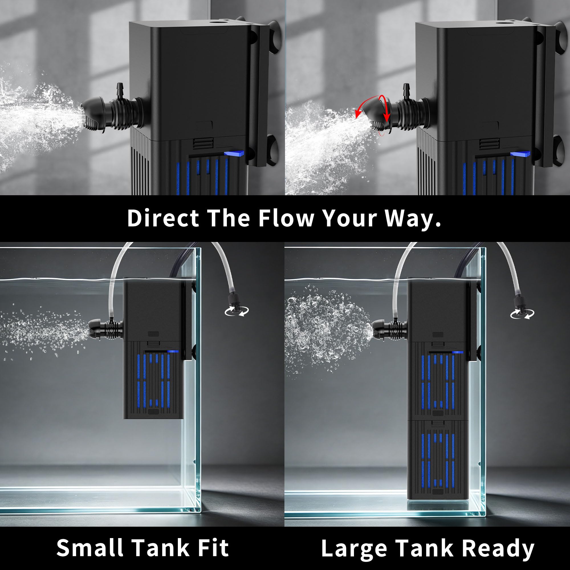 TARARIUM posé horizontalement démontrant flexibilité pour différents aquariums