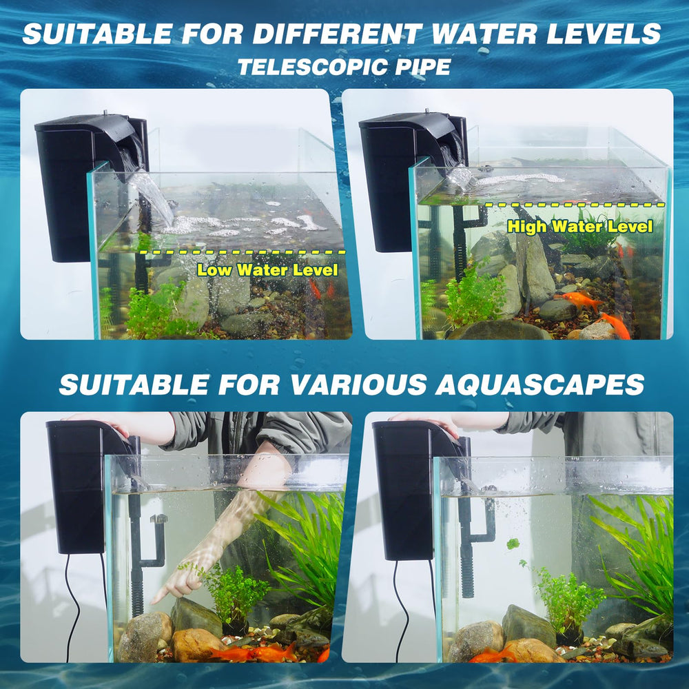 TARARIUM filtre installé sur un aquarium en fonctionnement pour démontrer l'efficacité