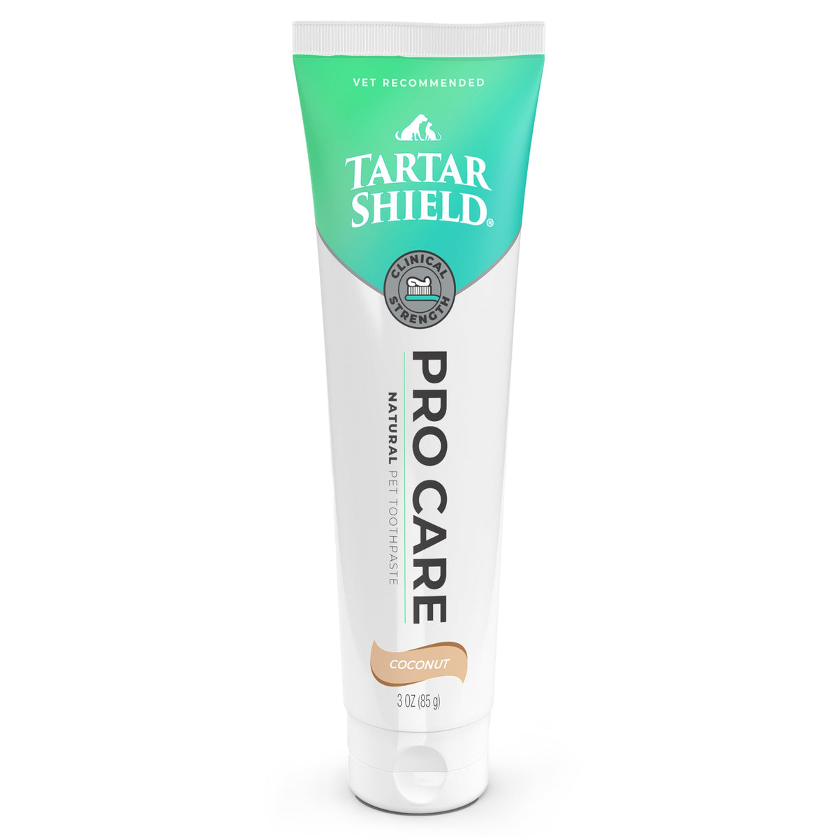 Tartar Shield emballage face montrant le tube et la mention VOHC, protection dentaire