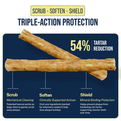 Tartar Shield bâtonnet posé à côté d'une règle montrant taille adaptée petits chiens