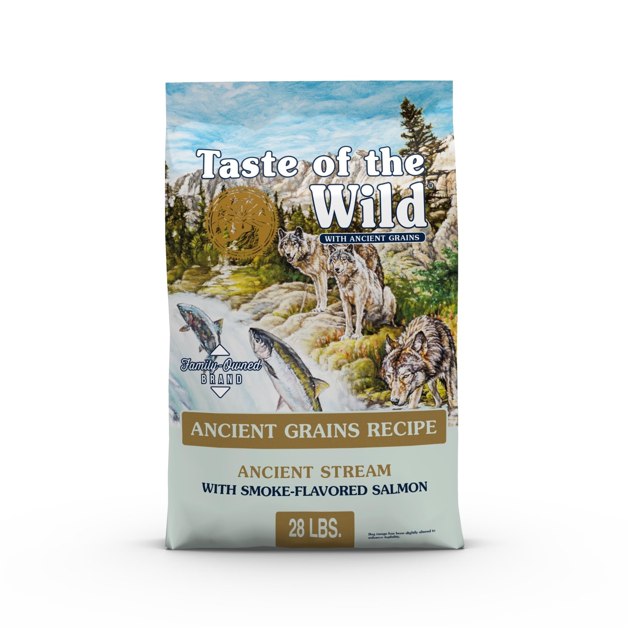 Taste of the Wild emballage avant montrant saumon fumé et bénéfice appétence