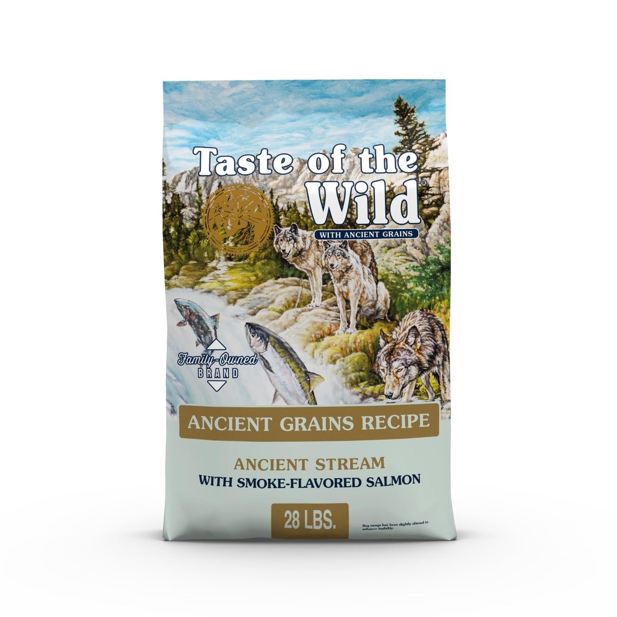 Taste of the Wild emballage avant montrant saumon fumé et bénéfice appétence
