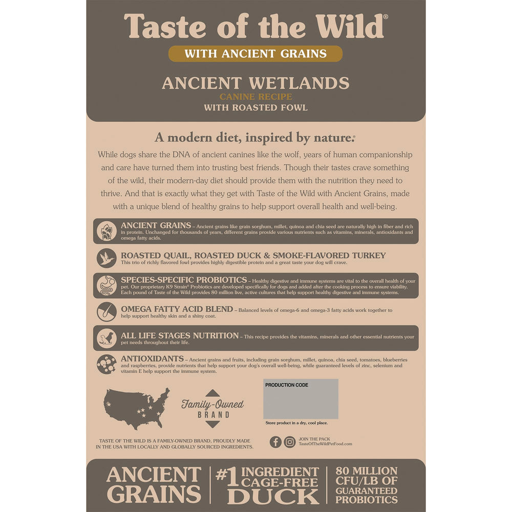 Gros plan sur croquettes Taste of the Wild montrant texture et appétence