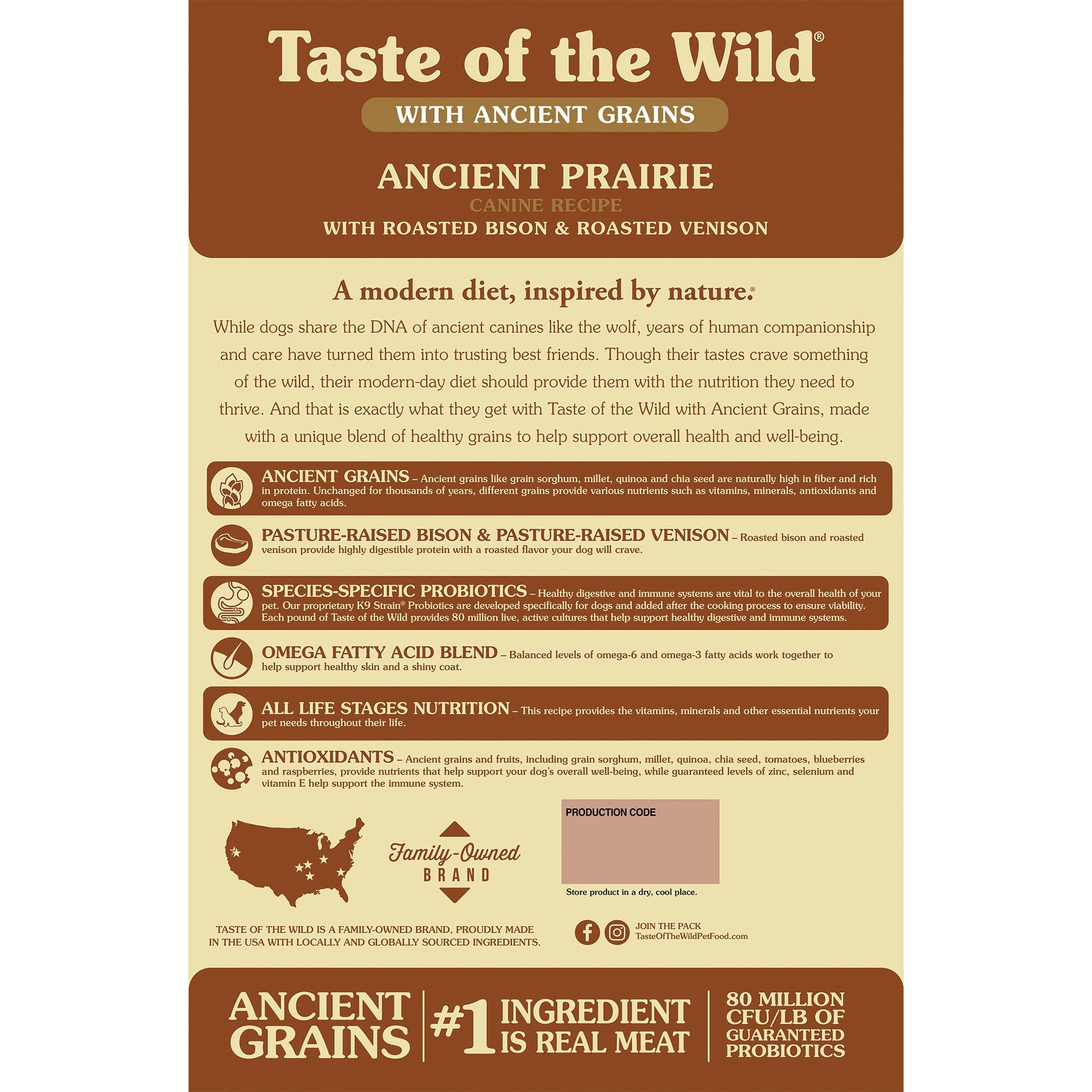 Taste of the Wild gros plan des croquettes montrant texture et alimentation riche en protéines