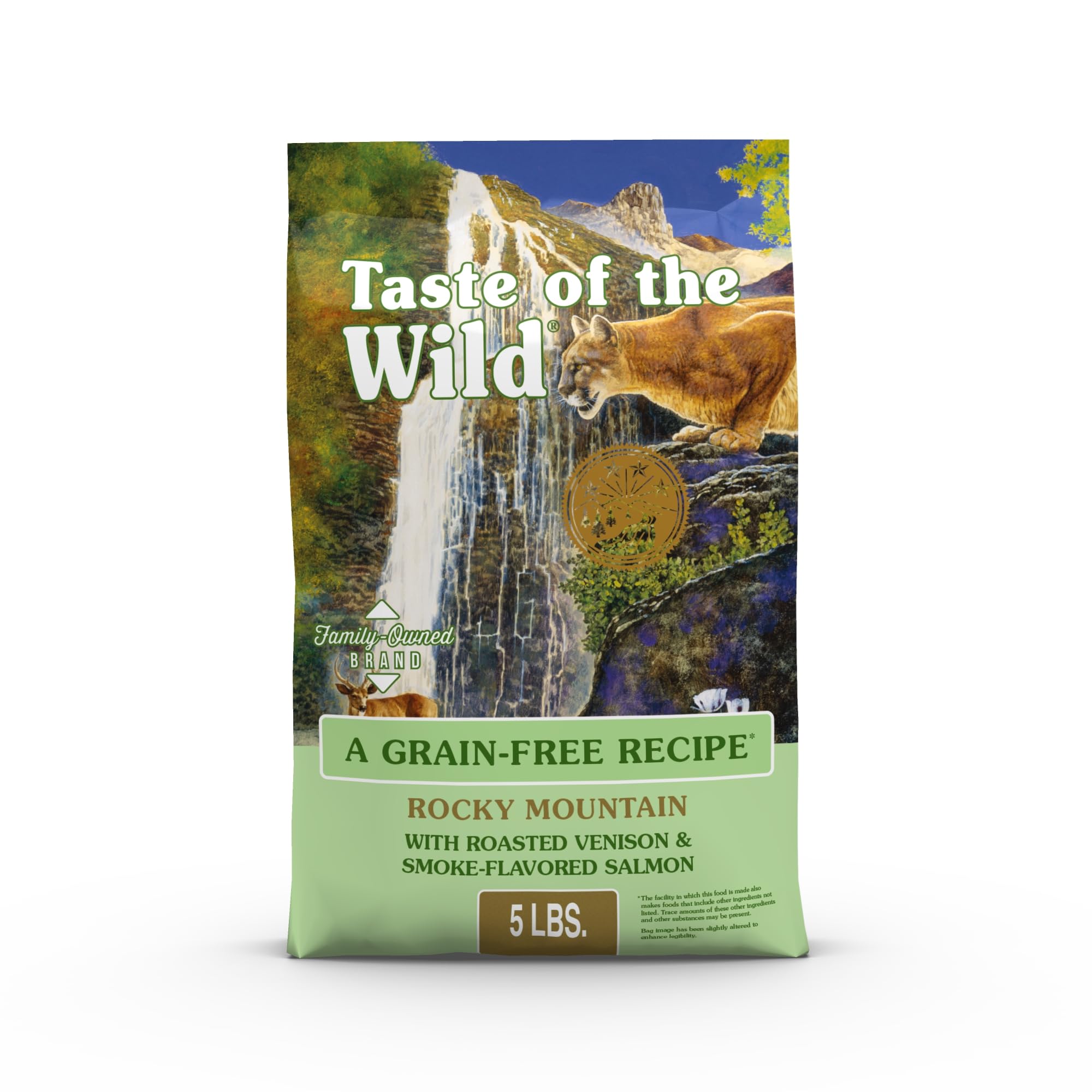 Taste of the Wild emballage devant 5lb montrant informations nutritionnelles et bénéfice